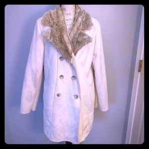 Women's faux suede Pea Coat w/fur 🆕WOT